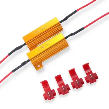 

AGLINT 2PCS LED Light Load Resistor Kit - LED Turn Signal Brake Light Hyper Flash & Warning Fix - 50W 6RJ LED Load Resistor kit