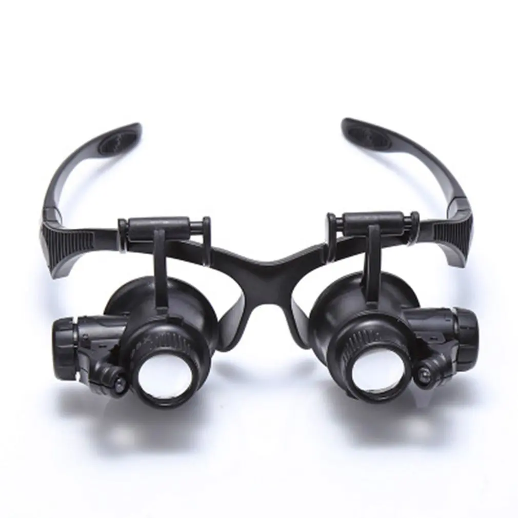 

Hot Sale 20X Glasses Type Double Eye Binocular Magnifier Watch Repair Tool Magnifier with Two Adjustable LED Lights Hot