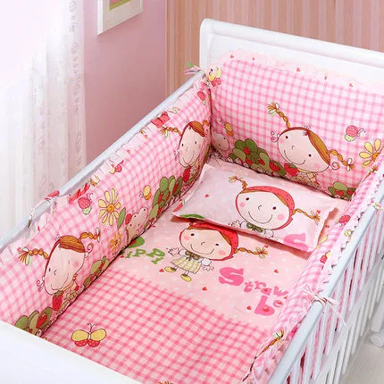 Berço do Bebê Conjunto de Cama Protetor para a Criança Pára-choques + Folha Berço Bordado Fronha 6 Pçs 4 2 6 pçs berço do bebê conjunto de