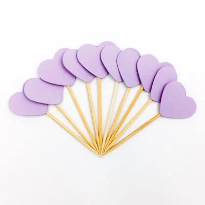 NICROLANDEE 10 шт./партия Топпер для торта золотого цвета в форме сердца бумажные украшения для дня рождения Детские Свадебные топперы для кексов - Цвет: Light Purple