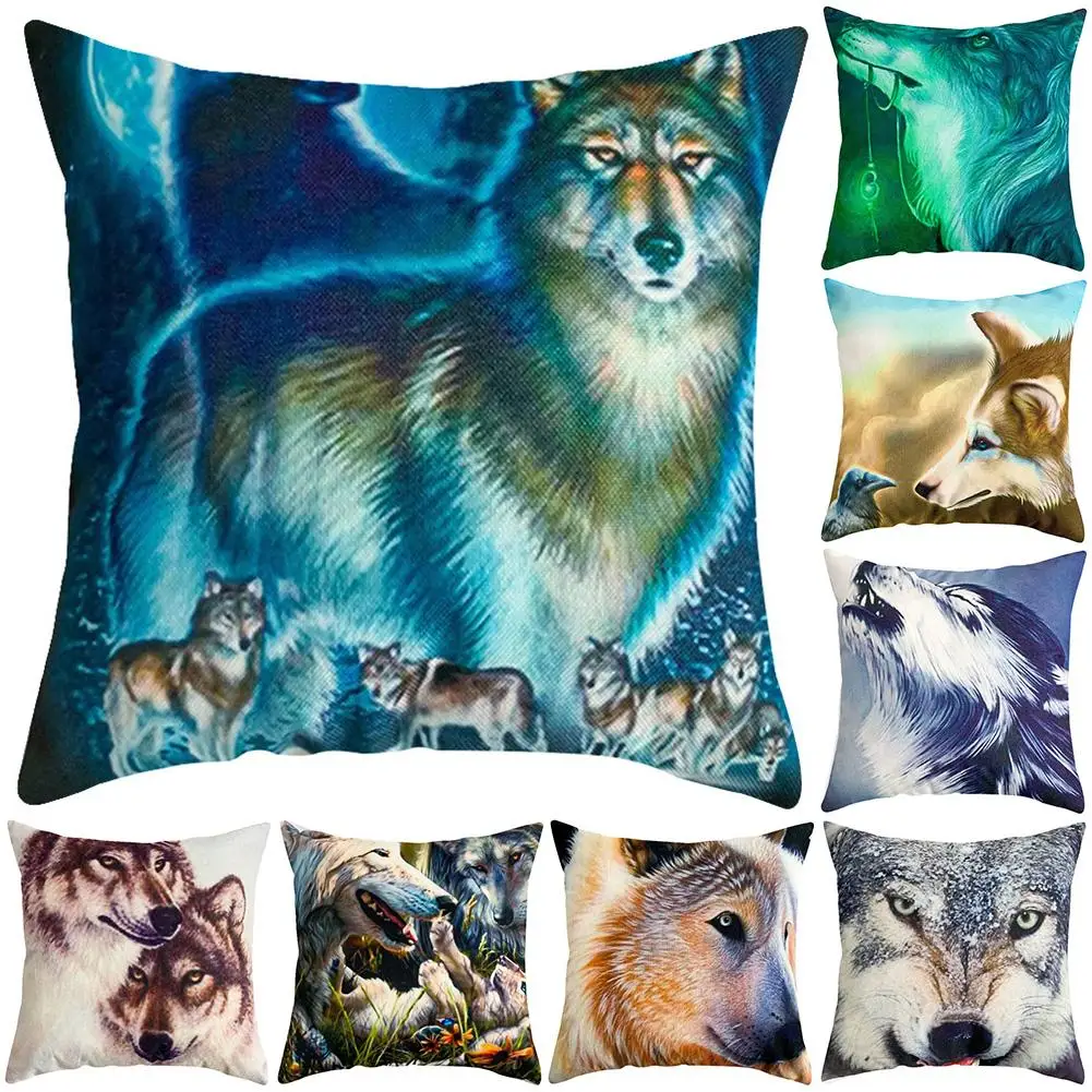 

HOT SALES Wolf Print Soft Peach Skin Throw Pillow Cover Case Cushion Home Sofa Car Decor