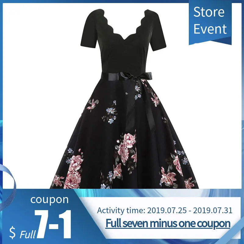 

JAYCOSIN Women Dresses Short Sleeve Polyester Fashion Party Dress Print Vintage Flare Lady Bodycon Party Plus Size vestido z1214