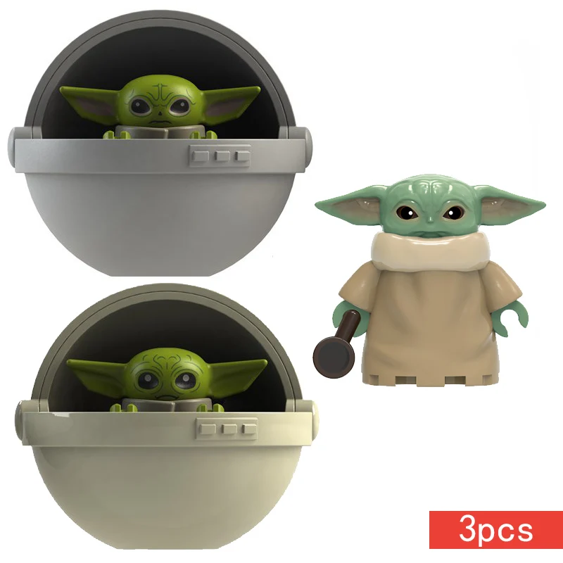 

1pcs Star Spcae Wars 8 Last Jedi Baby Force Awakens Yoda Mandalorian DIY Starwars Mini Building Blocks Bricks Figures