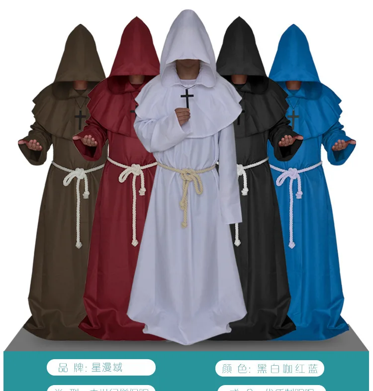 

Cosplay shaman priest's costume medieval monk's robe monk's robe priest's robe Christian Church priest's Robe
