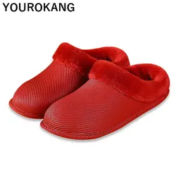 Мужская обувь; зимние теплые домашние тапочки; непромокаемые Нескользящие парные Вьетнамки; унисекс; обувь для влюбленных; красные модные