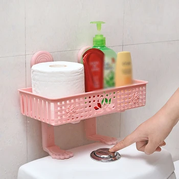

Bathroom Storage Organizer Wall Mount Storage Rack Holder with Adhesive for Home Bathroom Toilet Kitchen Utility Room