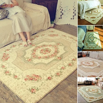 

Carpet Rectangular Floor Mat European Style Soft Sofas Anti Slip Bedside Rose Bedroom Floral Rugs for Living Room Printed Home