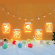 3D подвесной ночник Рождественский светодиодный Сказочный светильник s акриловый Теплый 3D праздничный Санта-светильник для окна витрина украшение