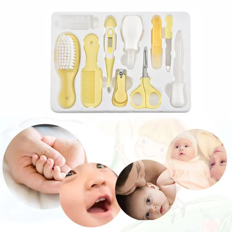 Conjunto de Cuidados de Saúde Escova de Cabelo do Prego Novo Bebê Recém-nascido Termômetro Crianças Aliciamento Kit 19qf 10 Pçs 2 Cuidados c unhas