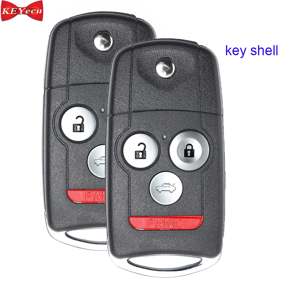 

KEYECU 2pcs for Acura MDX RDX TL TSX ZDX for Honda Accord Remote Car Key Shell Case Fob Housing Cover 4 Button