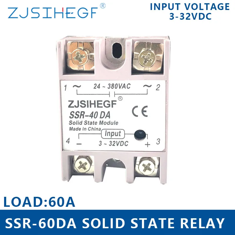 Завод Китай SSR 60DA твердотельные реле 60A модуль 3 32V DC вход 24 380V AC 40DA для