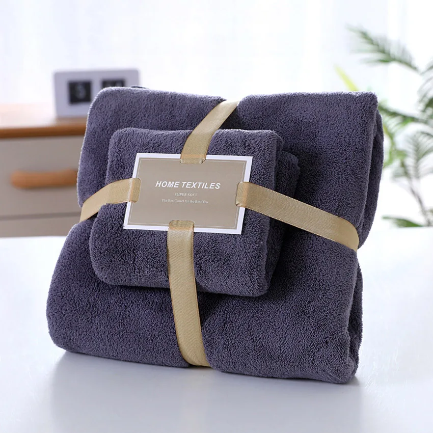 Black Grey Мягкое однотонное полотенце из микрофибры, 35*75 см, полотенце для лица, 70*140 см, банное полотенце для спа, домашняя Ванная комната для взрослых, Toalha - Цвет: Black Grey