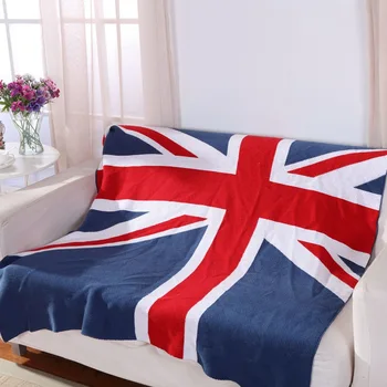 

AB Side Knitted Cotton Blanket Red Blue UK American Flag Sofa Knee Cover Throw Bed Sheet For Kids Adult Four Season Home Textile