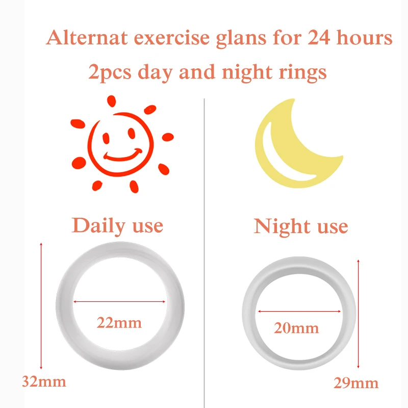 2PCS Silicone Male Foreskin Corrector Resistance Ring Delay Ejaculation Penis Rings Sex Toys for Men Daily/Night Cock Ring