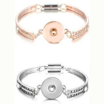 

10pcs Rose Gold Snap Bracelet For Women Men Fit DIY 18mm Snap Buttons Jewelry Snap Button Bracelet Bangles