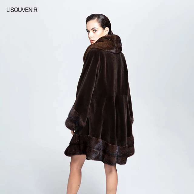 Lisouvenir Новое модное Настоящее меховое пальто из норки меховая одежда теплая мягкая Роскошная Удобная зимняя куртка из натурального меха норки для женщин