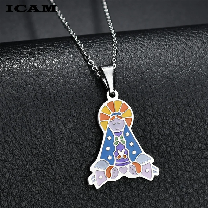 ICAM классическое христианское женское ожерелье Дева Мария и ребенок молитва