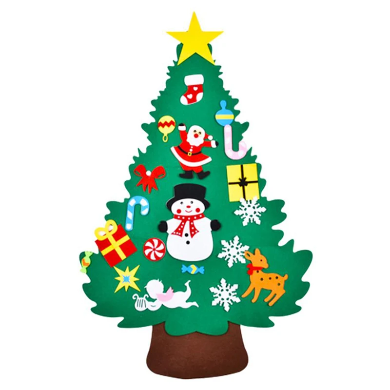 DIY Felt Christmas Tree with Hanging Ornaments Christmas Tree Decorations Children New Year Gifts Christmas Decoration for Home