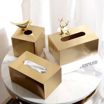 

Nordic Metal Tissue Box Copper Deer Wipe Case Luxury Gold Waterproof Tissue Box Bathroom Paper Towel Dispenser Car Tissue Holder