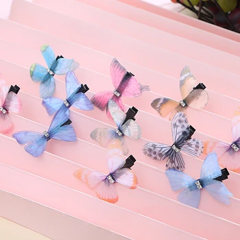 

3D Tulle Butterfly Hair Clips Double Layers Chiffon Fabric Tulle Butterflies Garden Decoration Party Decor Sewing Crafts