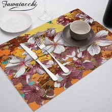 Fuwatacchi Oil Painting Drink Coasters Reusable Dining Table Mat Placemats for Kitchen Table Polyester or Cotton and Line Decor