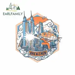 Earlfamily, 13 см x 11,2 см, для летающих рыб и высоких зданий, автомобильные наклейки, модные, водонепроницаемые, для окклюзии, царапины, украшение