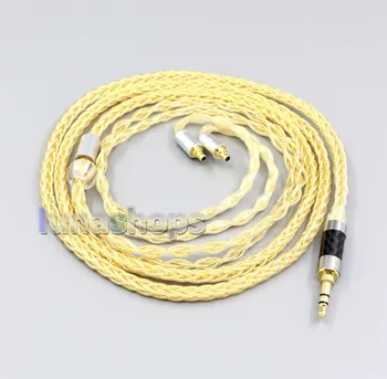 

LN006488 3.5mm 2.5mm 4.4mm 8 Cores 99.99% Pure Silver + Gold Plated Earphone Cable For Sennheiser IE400 IE500 Pro
