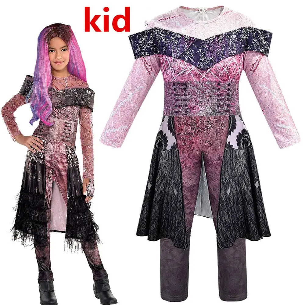 

Kids Descendants 3 Mal Bertha Maleficent Cosplay Costume Girls Halloween Party Performance Clothing 3D Printed dress