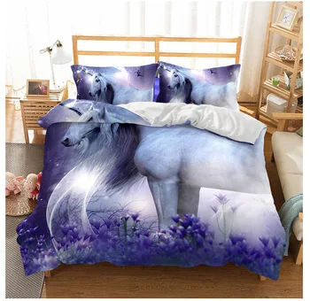 

BEST.WENSD A3 Quality Super soft Unicorn Bedding Cartoon Duvet Cover set 3D Dinosaur World bed set 2/3pcs Twin kids bedding set