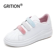 GRITION Women Sneaker Thick Heel Fashion Casual Spring White Shoes Flat Breathable Lace Up Female Sport Shoes Skateboard