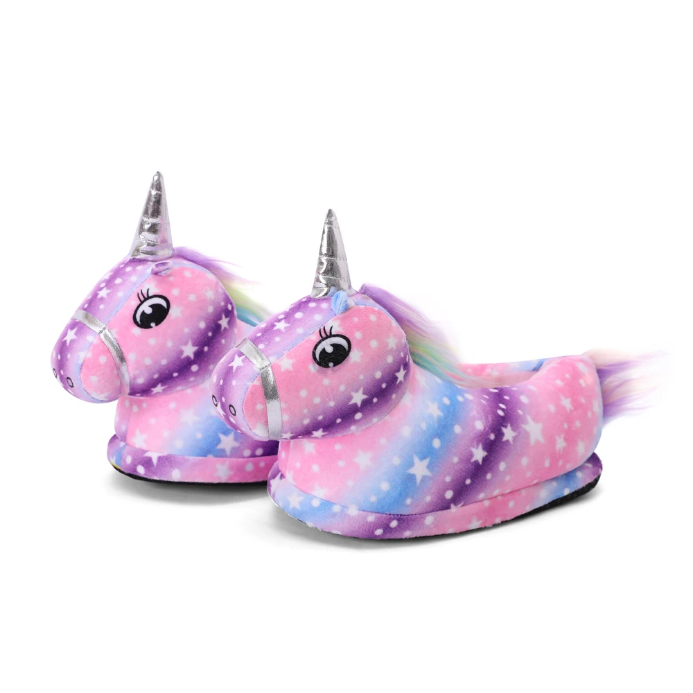 Children Rainbow Unicorn Slippers Winter Warm Animal Paw Indoor Shoes for Kids Furry Home Slippers Boy Girl Onesie Pajama Shoes best children's shoes