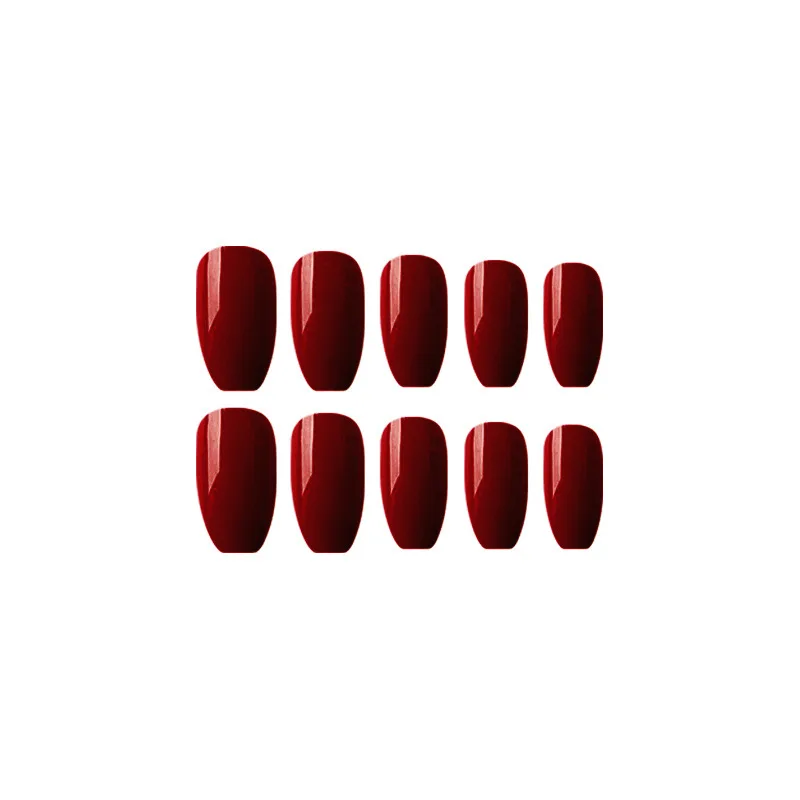 Nusx 24Pcs Good Quality Acrylic False Nail Extensions Wine Red Black Matte Easy Apply Sharp Stiletto 5