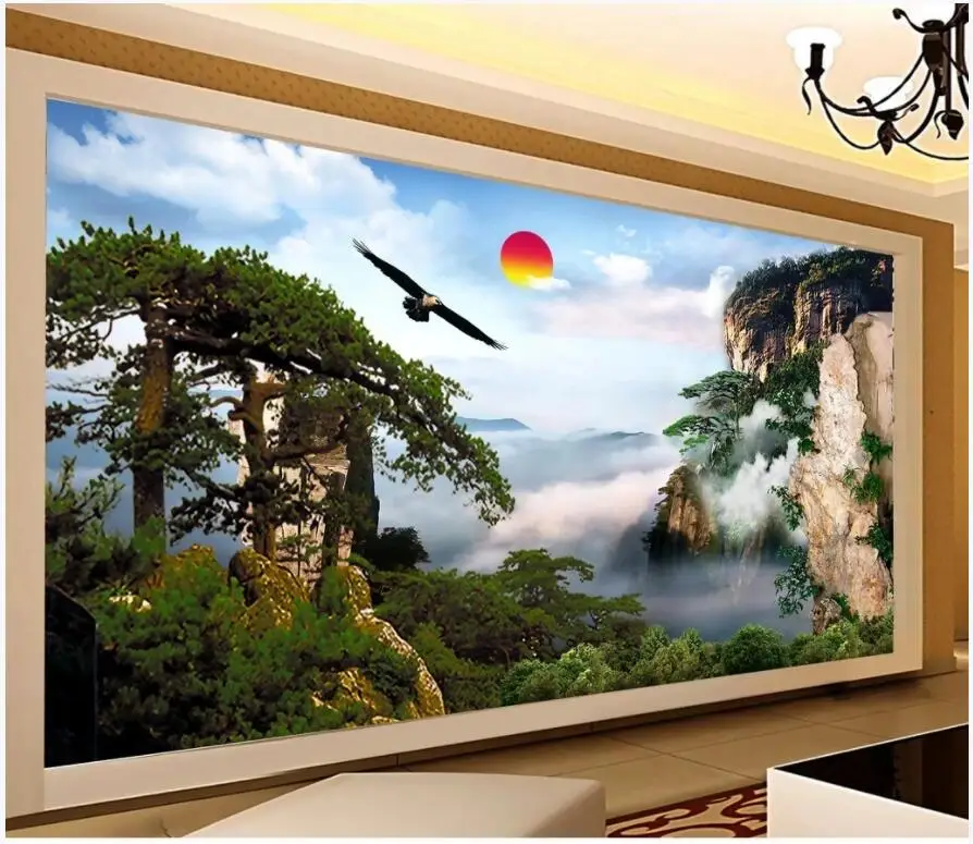 

WDBH Custom photo 3d wallpaper Beautiful Cloudy Alpine Pine Tree tv background home decor living room wallpaper for walls 3 d