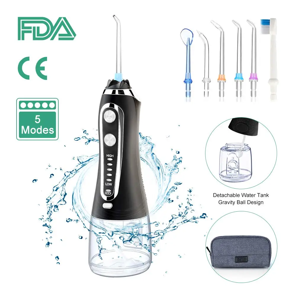5 Modes Portable 300ml Oral Irrigator USB Rechargeable Dental Water Flosser Jet Waterproof
