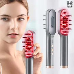 Hair Growth Comb Electric Scalp Massager Brush EMS RF Hair Loss Treatment for Men and Women Head Massage Tool With Led Light Red