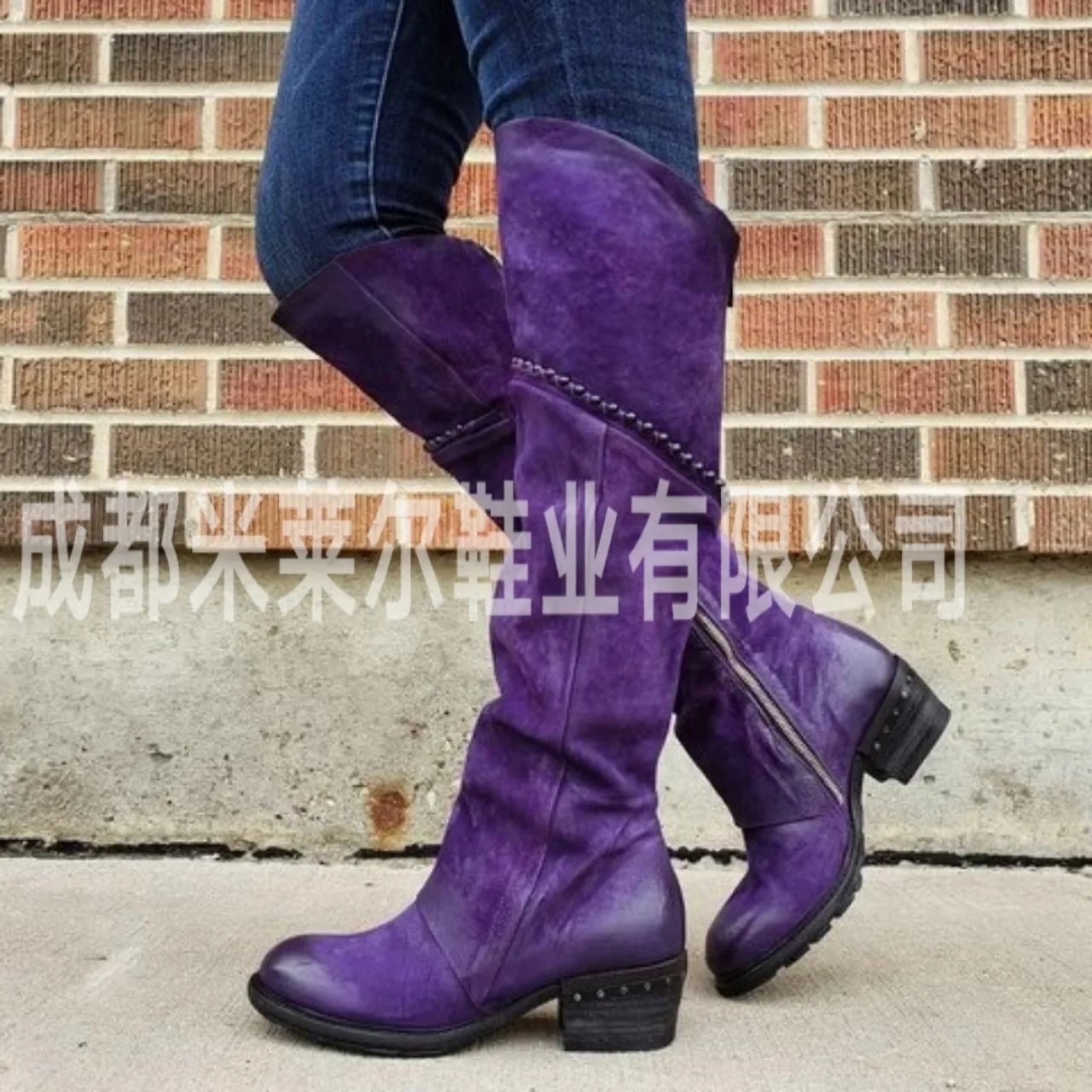 

Separate Station New Style Women's round-Toe Europe And America WOMEN'S Leather Boots Side Zipper Martin Boots Warm Low Heel Lar