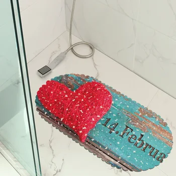 

Valentine's Day Bathroom Mat 3D Non-slip Hotel Floor Rug Bathtub PVC Foot Pad Kitchen Mats Sucker Carpet