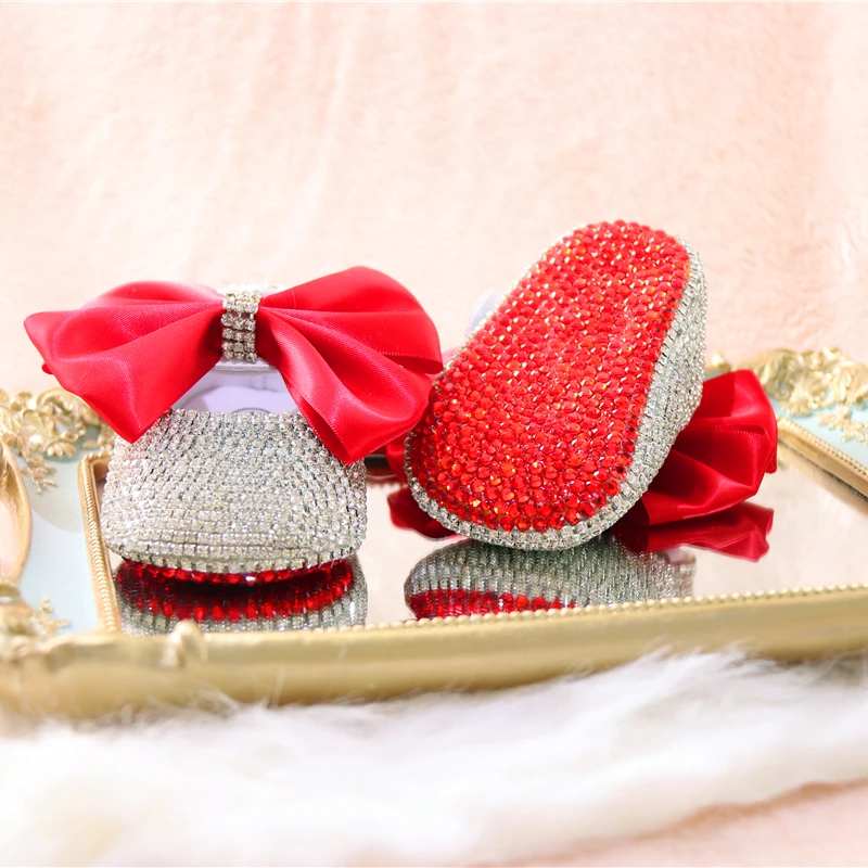 red sparkly baby shoes