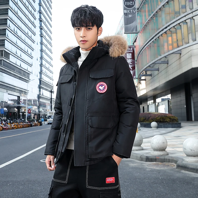 

TFETTERS Brand Black Men Down Feather Long Coats Winter Down Parkas Men Hooded Outdoor Men Down Feather Male Thick Coat