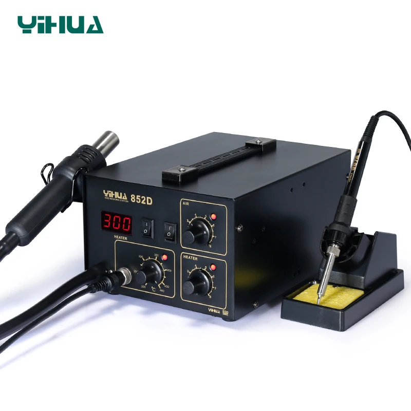 YIHUA 852D мембранный насос паяльная станция с горячим воздухом светодиодный дисплей паяльная станция 2 в 1 функции