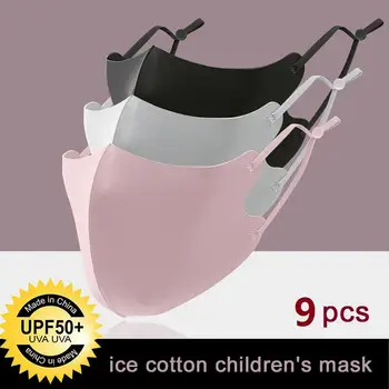 

9PCS Ice Silk Masks Washable Anti Dust Pollution Filter Washable Recycling Mouth Face Mask for Kids Health Care