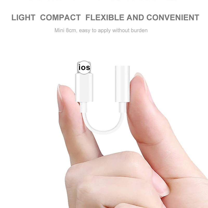 

Support all IOS Syetem Headphone Adaptador For iPhone 7 8 X AUX Adapter For Lightning Female To 3.5mm Male Jack Cable Converter