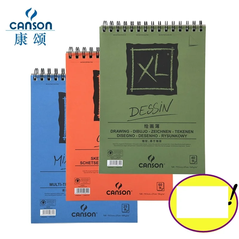 Canson 16k Xl Mix Media Page Pad Drawing Paper Watercolor Gouache And  Acrylic Sketching Spiral Bound Medium Grain 300 G 25 Sheet - Sketchbooks -  AliExpress