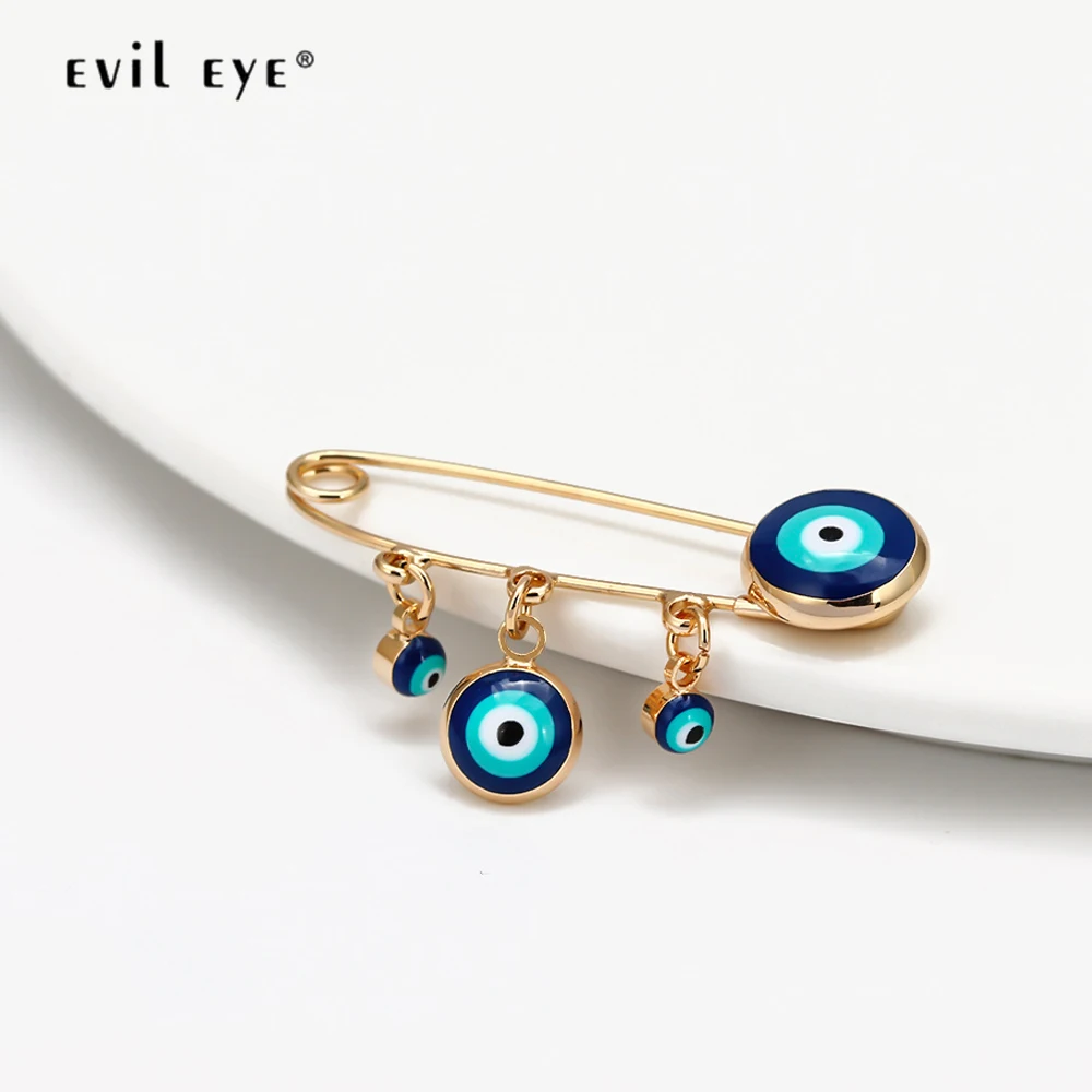 EVIL EYE Ladybug Blue Turkish Evil Eye Charm Brooch Pin Copper Gold Silver Color for Women Girls Fashion Jewelry BE63 | Украшения и