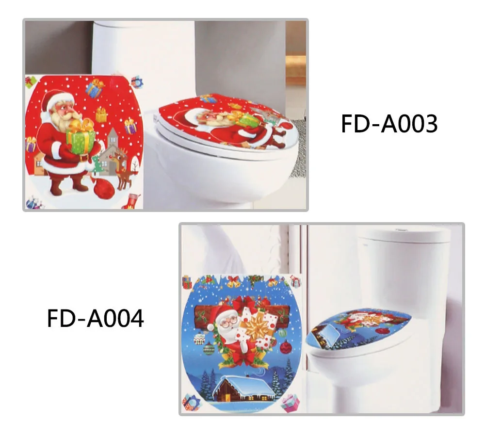 Рождественский липкий коврик для туалета, персональный стикер для туалета, мультяшная Рождественская елка, Санта-Клаус, стикер для туалета, Рождественское украшение для ванной
