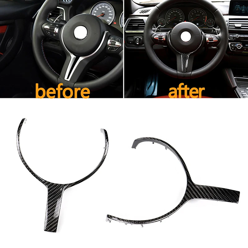 

1 Pcs Steering Wheel Trim Cover Real Carbon Fiber For BMW F20 F22 F30 F31 F32 F33 F36 F10 F06 F12 F13 F15 F16 M-sport Only