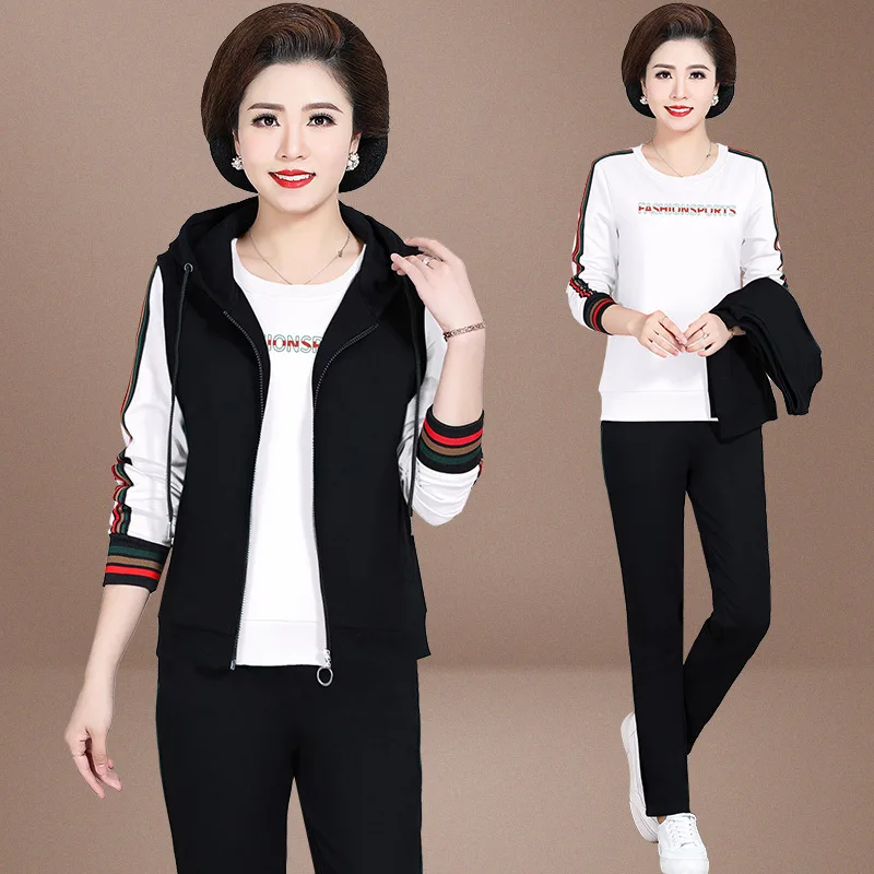 

Sports Set WOMEN'S Dress Spring And Autumn 2019 New Style Spring Fashion Casual Three-piece Set Loose-Fit Jogging Suits Hoodie
