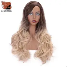 Элегантный Муз синтетические парики длинные волнистые atural волосы косплей парик 24 дюймов коричневый Омбре блонд розовый парики Теплостойкие волокна