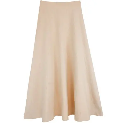 Heydress осенне-зимние однотонные женские вязаные юбки женские плиссированные повседневные юбки с высокой талией женские юбки до середины икры - Цвет: Бежевый
