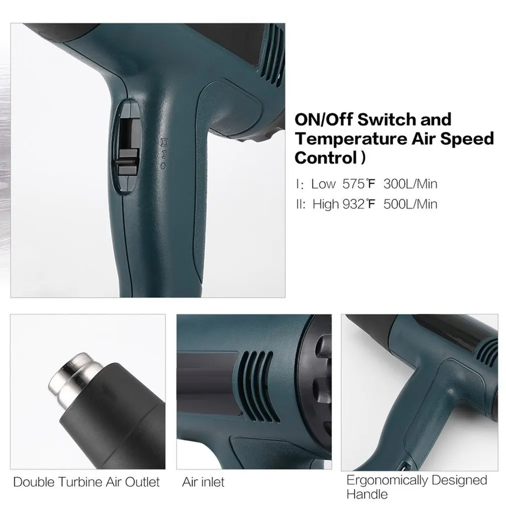 Hot Air Gun Thermostatic Plastic Welding Torch 1600W Electric Heat Gun Soldering Rework DIY Tool Heat Gun Hot Air Blower